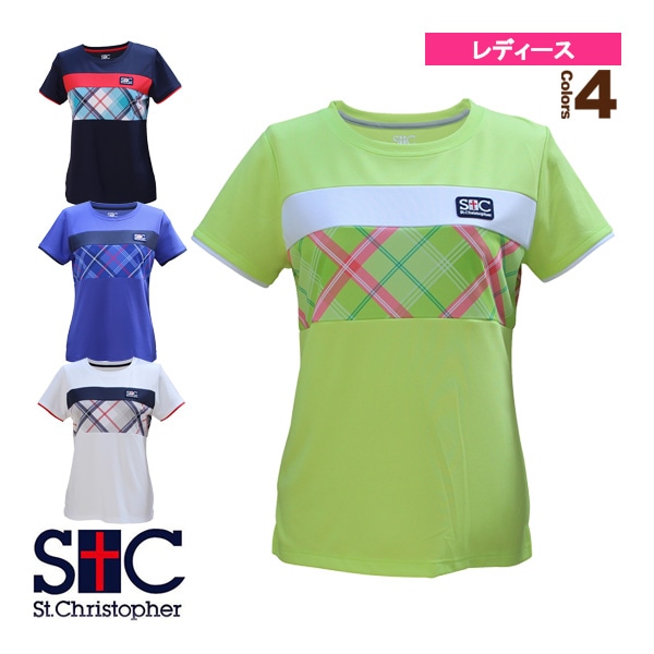 [セントクリストファー テニス・バドミントンウェア（レディース）] チェストチェックゲームシャツ／レディース（STC-BCW2313）