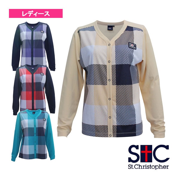[セントクリストファー テニス・バドミントンウェア（レディース）] パネルチェックカーディガン／レディース（STC-BCW6419）