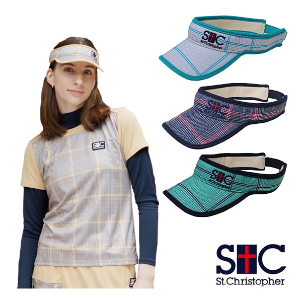 [セントクリストファー テニスアクセサリ・小物] グレンチェックサンバイザー（STC-BDA4750）
