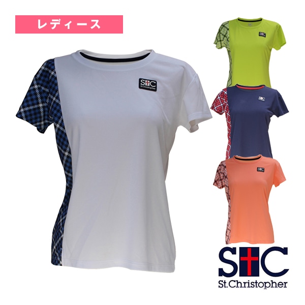 [セントクリストファー テニス・バドミントンウェア（レディース）] サイドチェックゲームシャツ／レディース（STC-BDW2353）