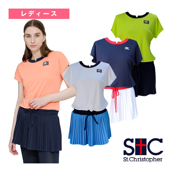 [セントクリストファー テニス・バドミントンウェア（レディース）] プリーツゲームワンピース／レディース（STC-BDW2380）