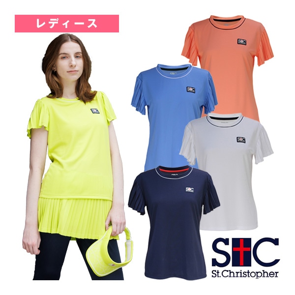 [セントクリストファー テニス・バドミントンウェア（レディース）] プリーツスリーブゲームシャツ／レディース（STC-BDW2381）
