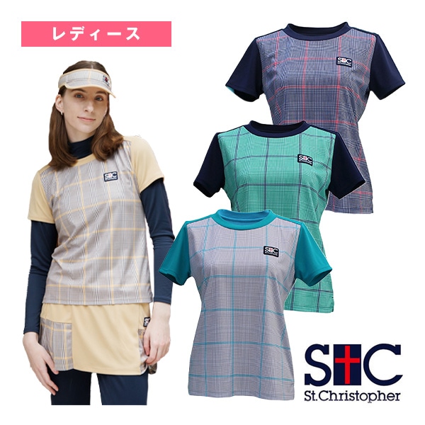 [セントクリストファー テニスウェア（レディース）] グレンチェックゲームシャツ／レディース（STC-BDW6451）