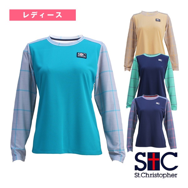[セントクリストファー テニスウェア（レディース）] グレンチェックロングスリーブシャツ／レディース（STC-BDW6457）