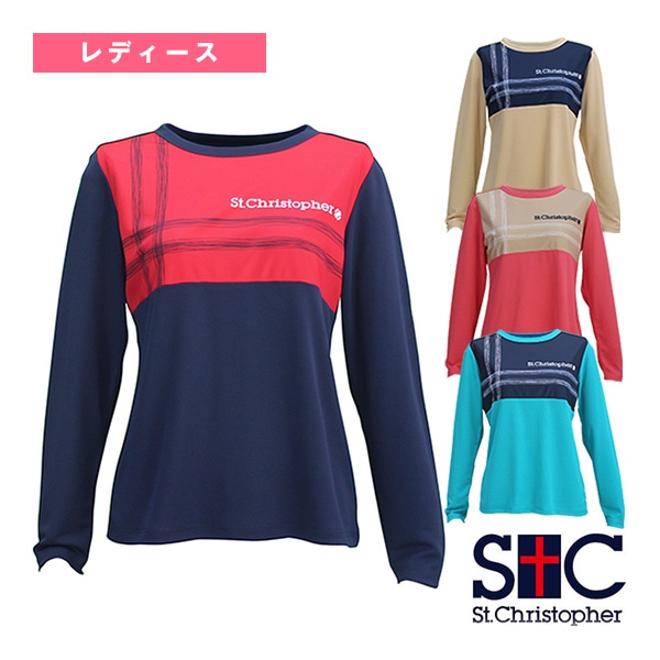 [セントクリストファー テニスウェア（レディース）] クロスラインロングスリーブシャツ／レディース（STC-BDW6467）