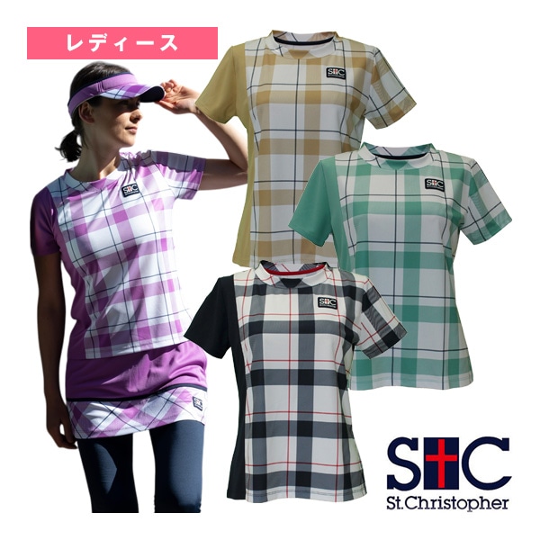 [セントクリストファー テニスウェア（レディース）] ブロックチェックゲームシャツ レディース STC-BEW2421