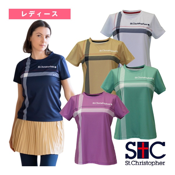 [セントクリストファー テニスウェア（レディース）] クロスラインゲームシャツ レディース STC-BEW2425