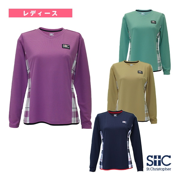 [セントクリストファー テニスウェア（レディース）] バックブロックチェックロングスリーブシャツ レディース STC-BEW2427