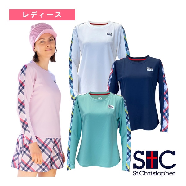 [セントクリストファー テニスウェア（レディース）] チェックラインロングスリーブ レディース STC-BEW6517