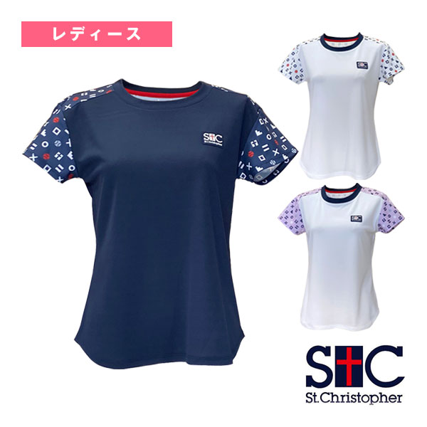 [セントクリストファー テニスウェア（レディース）] ショルダーチックタックトーゲームシャツ レディース STC-BEW6523