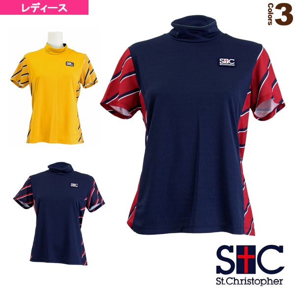 [セントクリストファー テニス・バドミントンウェア（レディース）] ダイアゴナル ハイネックゲームシャツ／レディース（STC-BKW6201）