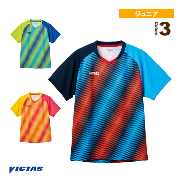 [ヴィクタス 卓球ウェア（ジュニア）] バイアスストライプゲームシャツ ジュニア 612301
