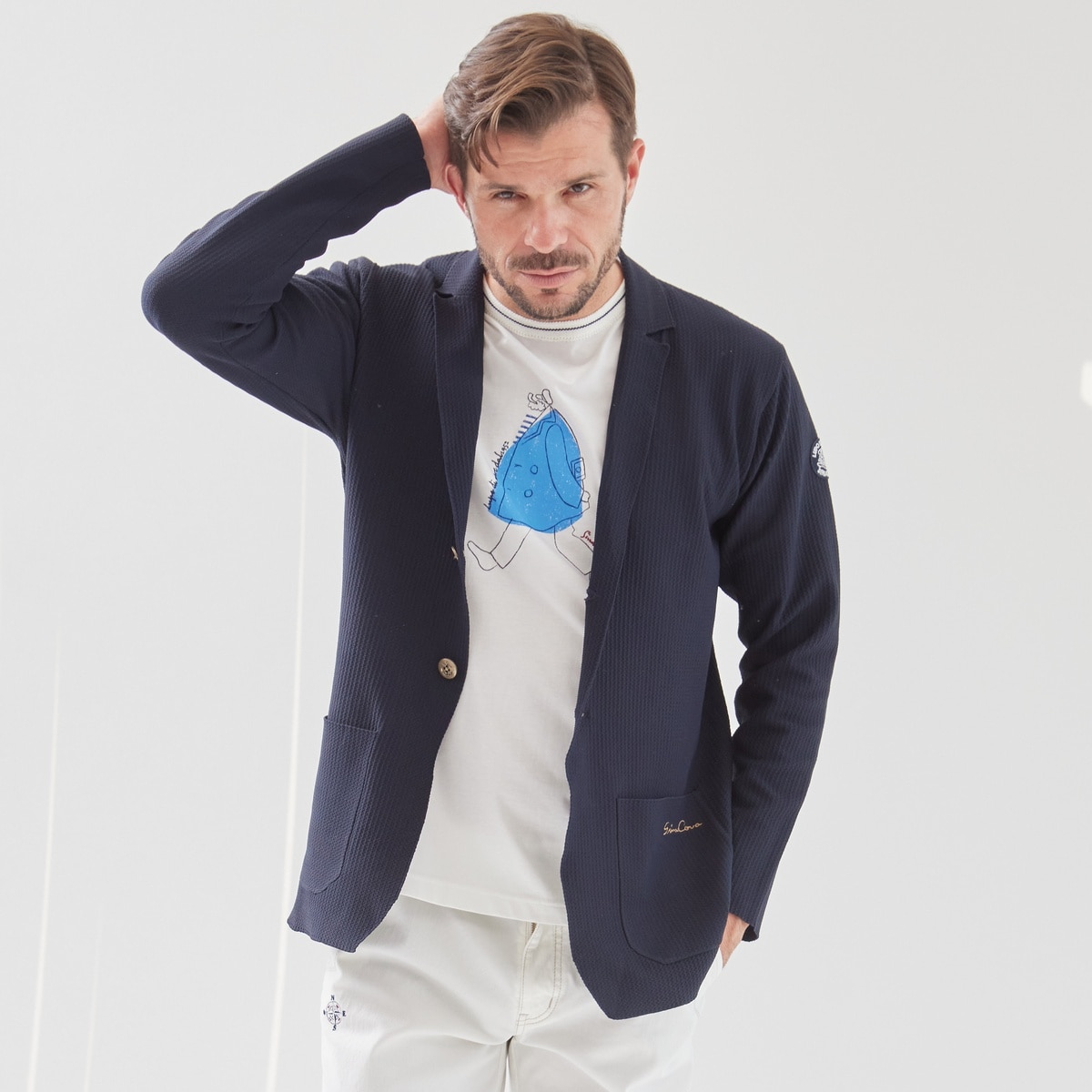 [SINA COVA(シナコバ)]ニットジャケット ネイビー 24133010 Lサイズ