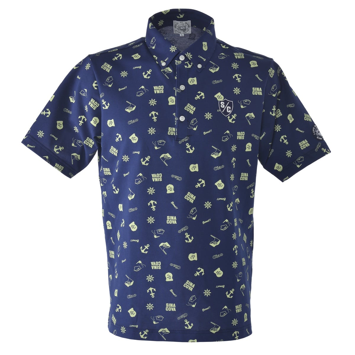 [SINA COVA(シナコバ)]半袖ボタンダウン ポロシャツ ネイビー Lサイズ 24150510