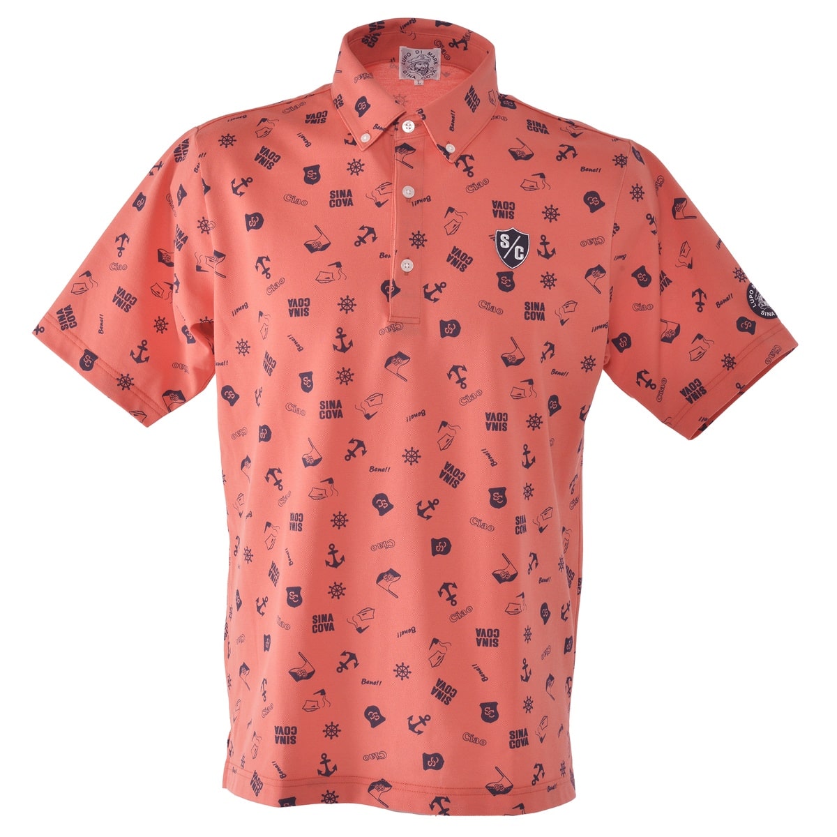 [SINA COVA(シナコバ)]半袖ボタンダウン ポロシャツ オレンジ LLサイズ 24150510