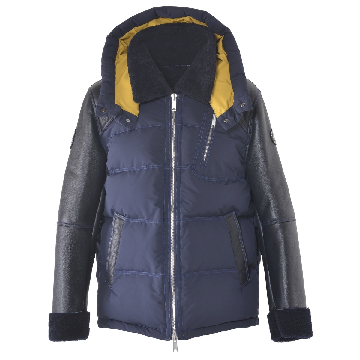 [SINA COVA(シナコバ)]フード付きムートンレザーハーフコート(数量限定商品) 24213910 ネイビー M