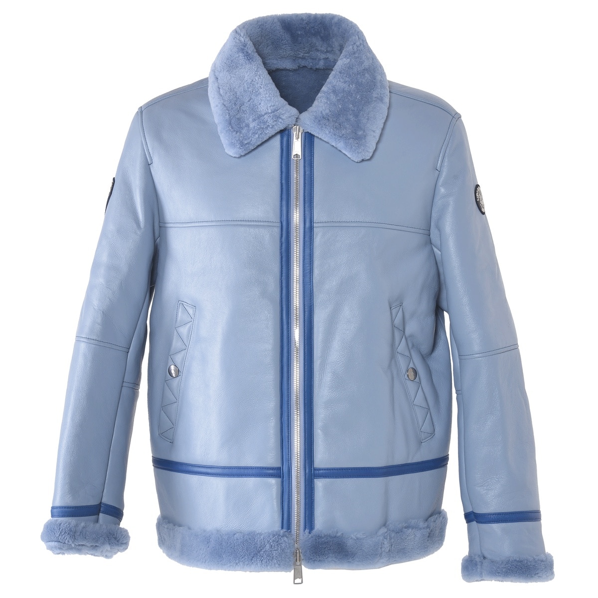 [SINA COVA(シナコバ)]ムートンレザーフライトジャケット(希少アイテム) 24223940 サックス L