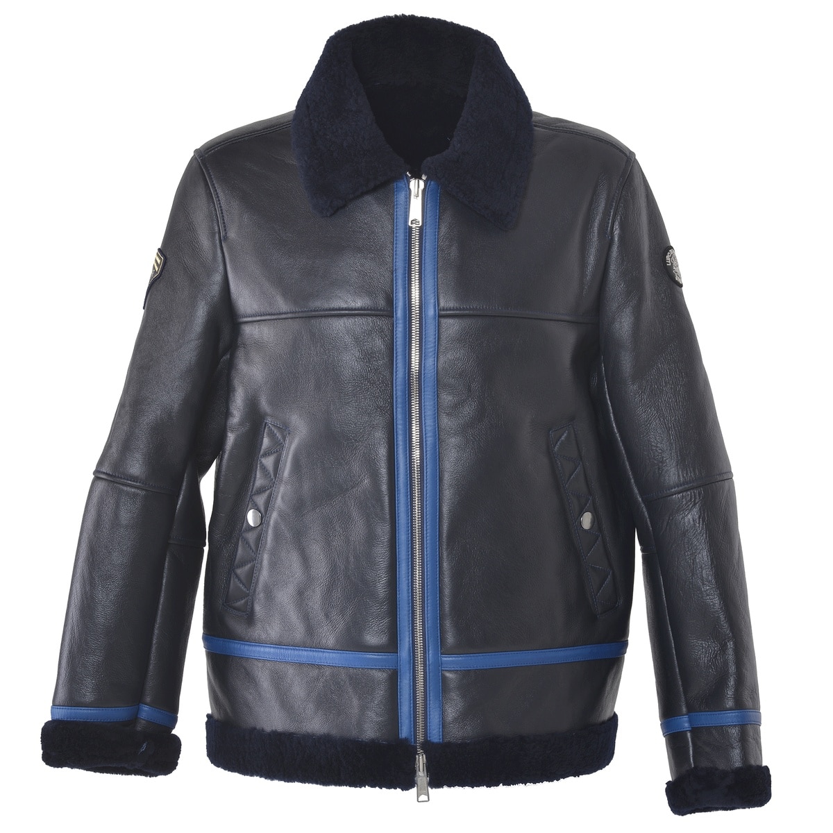 [SINA COVA(シナコバ)]ムートンレザーフライトジャケット(希少アイテム) 24223940 ネイビー LL