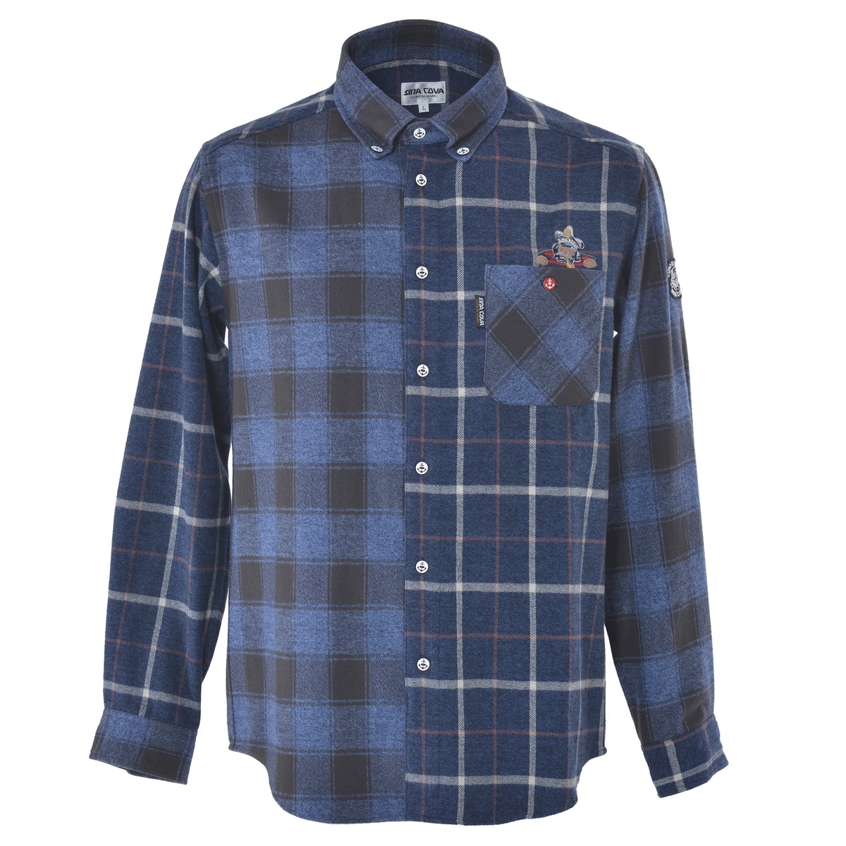 [SINA COVA(シナコバ)]チェック柄クレイジーパターン 長袖ボタンダウンシャツ 24224070 ブルー M