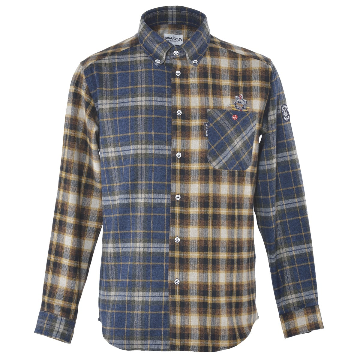 [SINA COVA(シナコバ)]チェック柄クレイジーパターン 長袖ボタンダウンシャツ 24224070 イエロー LL