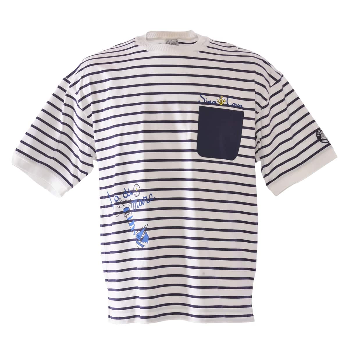 [SINA COVA(シナコバ)]ポケットデザインボーダー半袖Tシャツ ユニセックス(男女兼用) 25110540 ネイビー LL