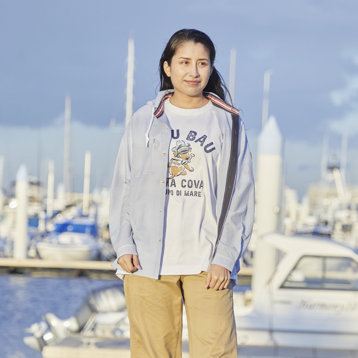 [SINA COVA(シナコバ)]フード付きシャツジャケット ユニセックス(男女兼用) 25113060 ブルー S