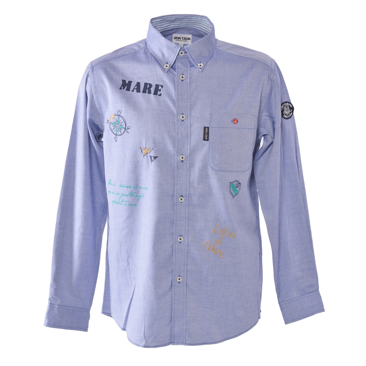 [SINA COVA(シナコバ)]長袖ボタンダウンシャツ 25114030 ブルー LL