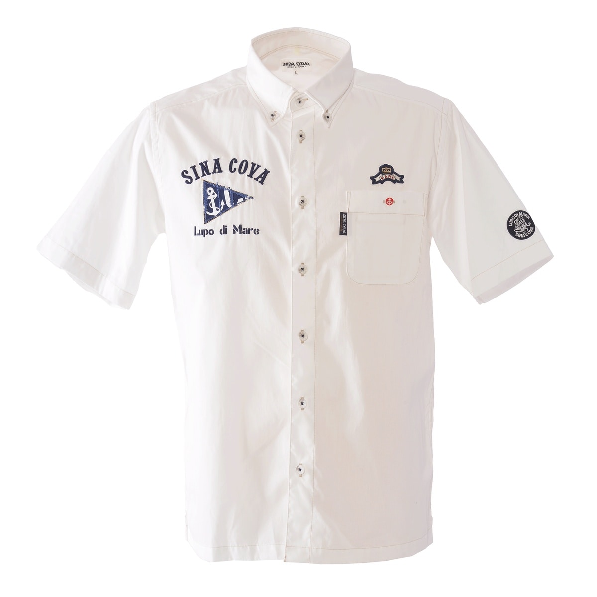 [SINA COVA(シナコバ)]バックプリント 半袖ボタンダウンシャツ 25114510 オフホワイト L