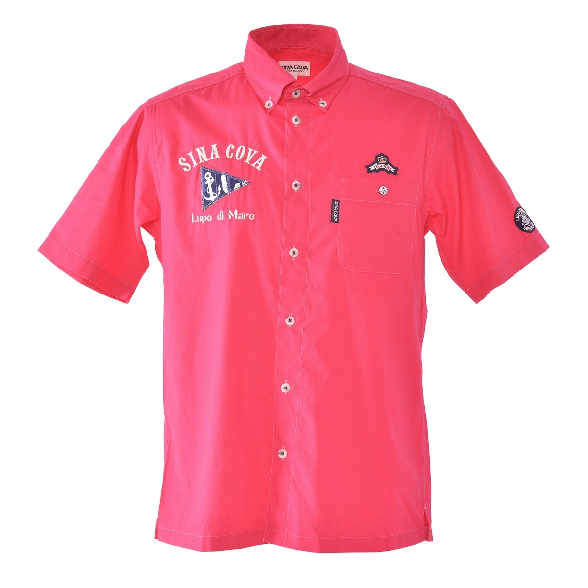 [SINA COVA(シナコバ)]バックプリント 半袖ボタンダウンシャツ 25114510 ネイビー M