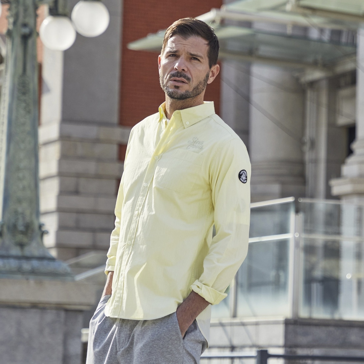 [SINA COVA(シナコバ)]長袖ボタンダウンシャツ 25134020 イエロー LLサイズ