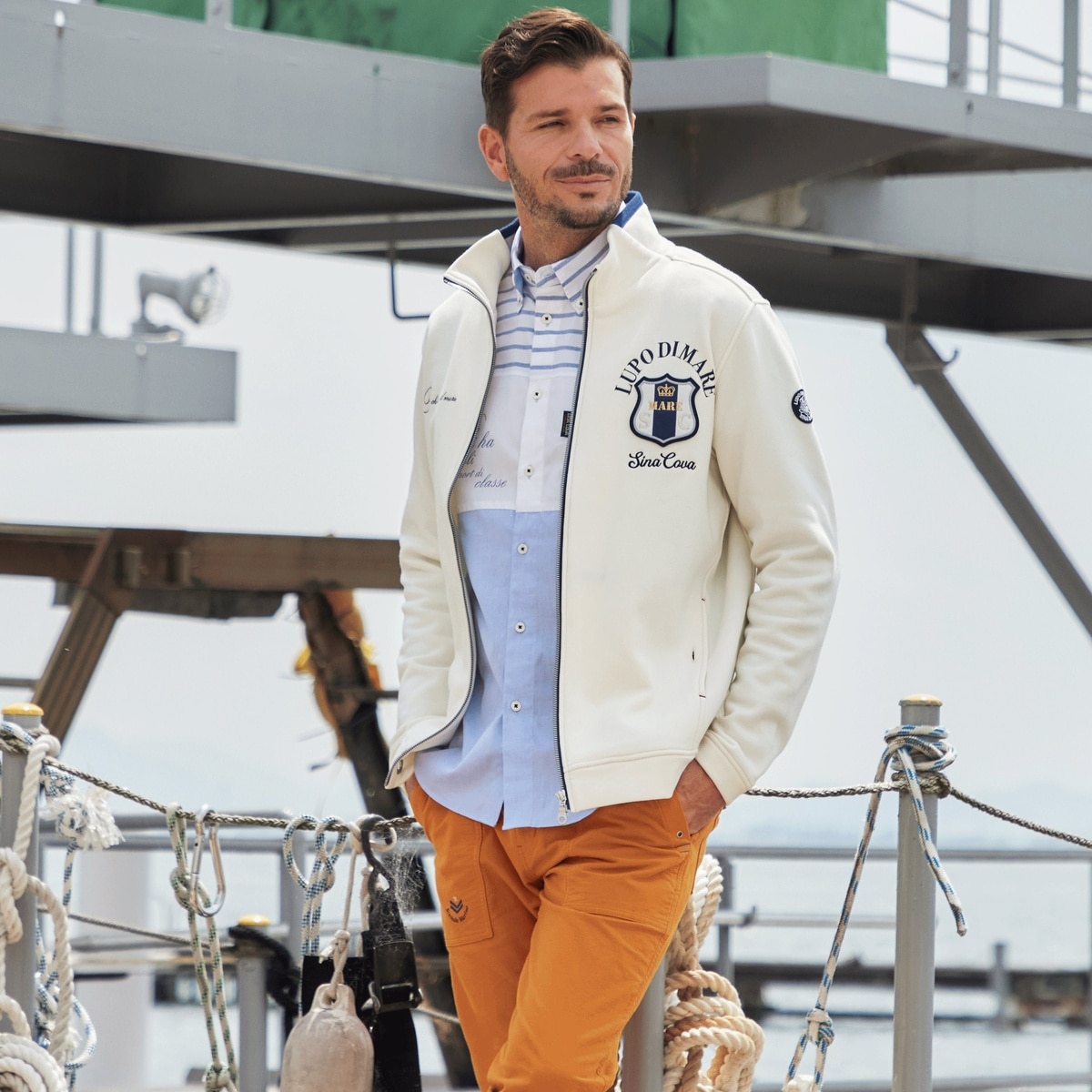 [SINA COVA(シナコバ)]長袖ボタンダウンシャツ 25214010 ブルー LLサイズ