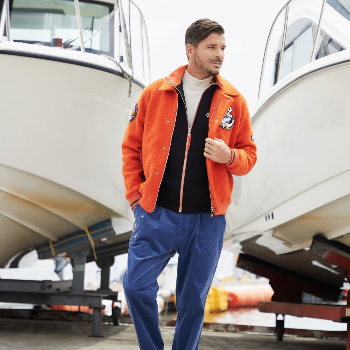 [SINA COVA(シナコバ)]ワンタックマリンパンツ 25215310 ブルー Lサイズ