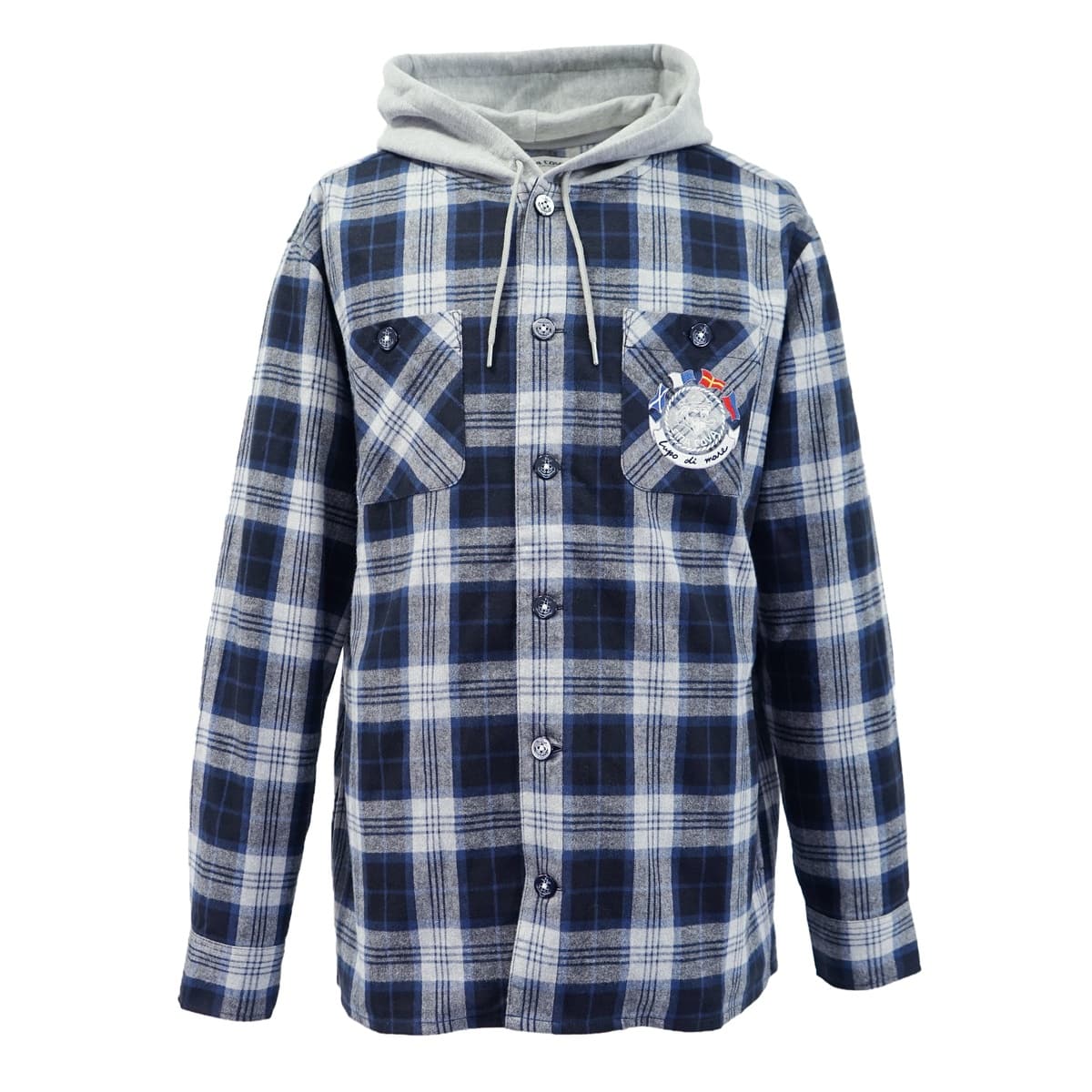 [SINA COVA(シナコバ)]フード付きシャツジャケット 25223040 ブルー Mサイズ