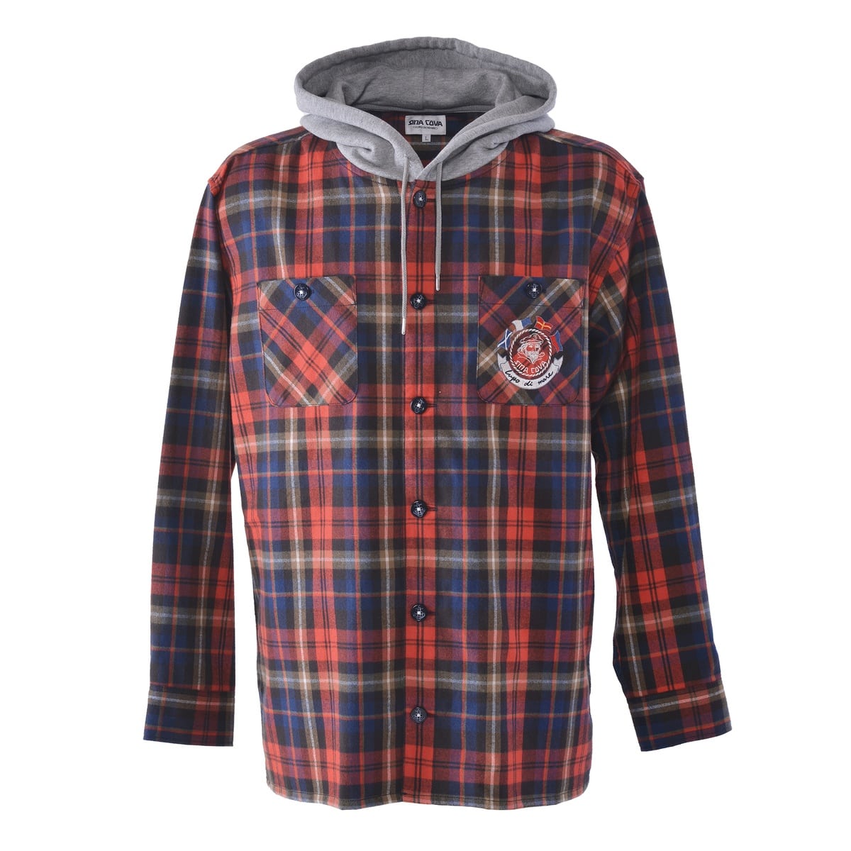 [SINA COVA(シナコバ)]フード付きシャツジャケット 25223040 レッド Lサイズ