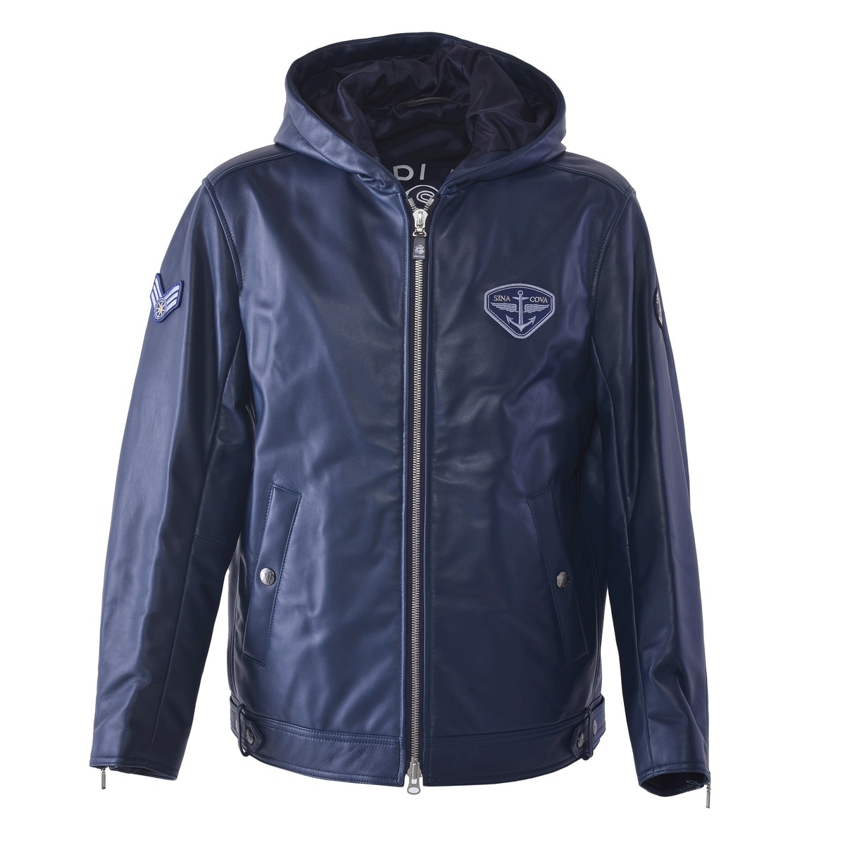 [SINA COVA(シナコバ)]フード付きレザージャケット 25223910 ネイビー Lサイズ
