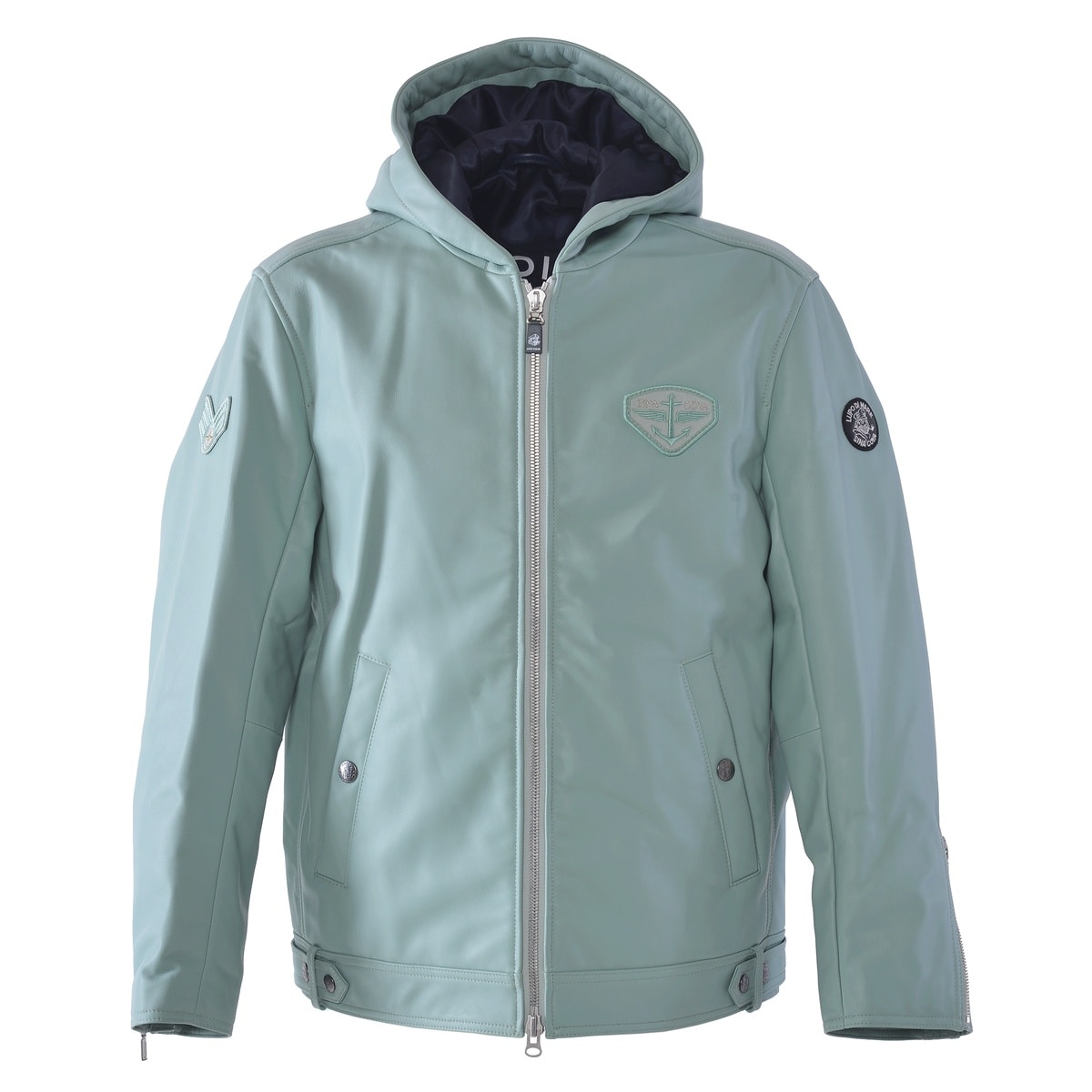 [SINA COVA(シナコバ)]フード付きレザージャケット 25223910 グリーン Lサイズ