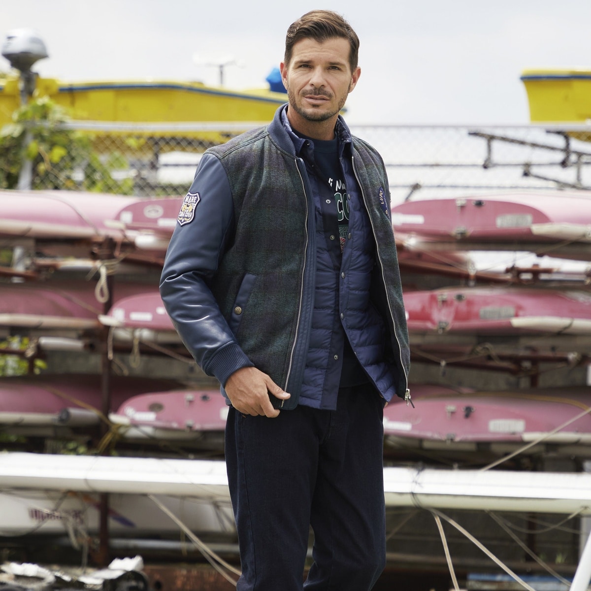 [SINA COVA(シナコバ)]ノータックテーパードデニムパンツ 25225010 ネイビー 80サイズ