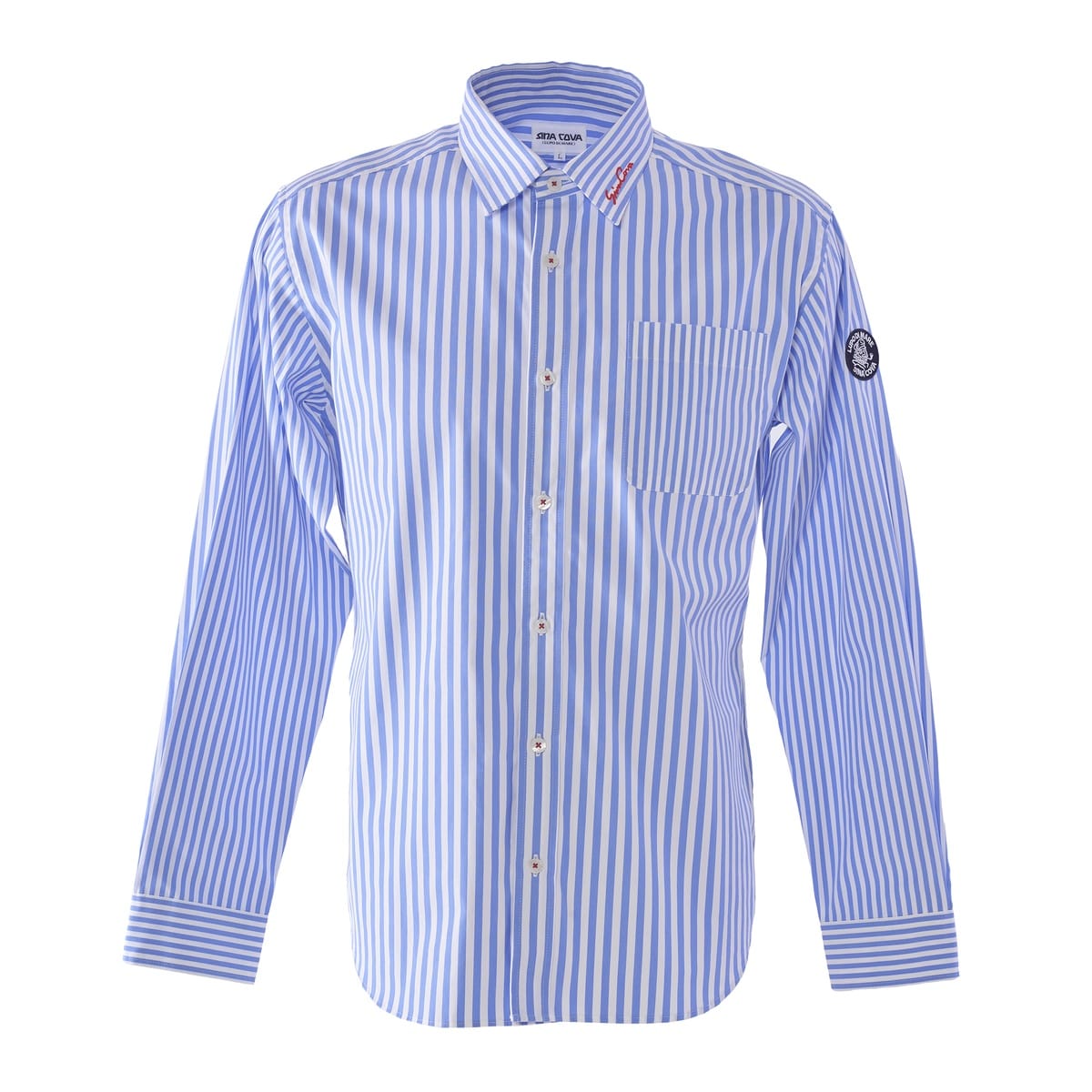 [SINA COVA(シナコバ)]ストライプ柄長袖レギュラーカラーシャツ 25234010 ブルー Mサイズ