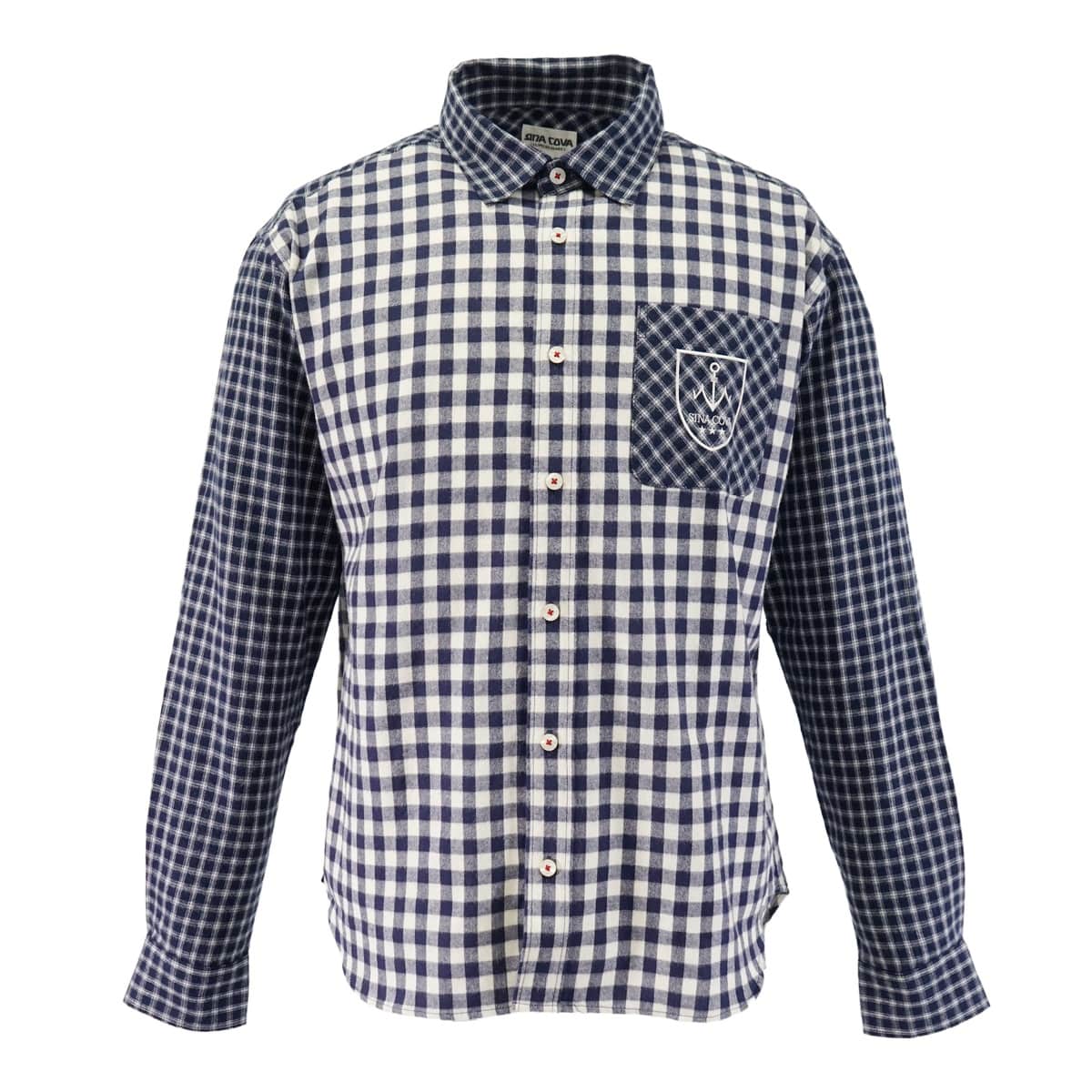 [SINA COVA(シナコバ)]長袖チェックシャツ 25234020 ネイビー LLサイズ
