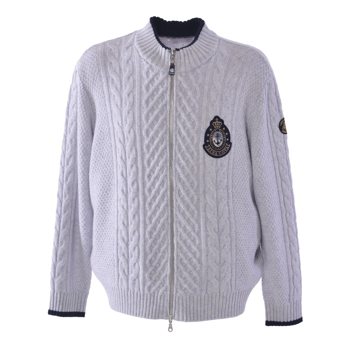 [SINA COVA(シナコバ)]カシミヤ100％ ZIPUPニットジャケット 25243020 グレー LLサイズ