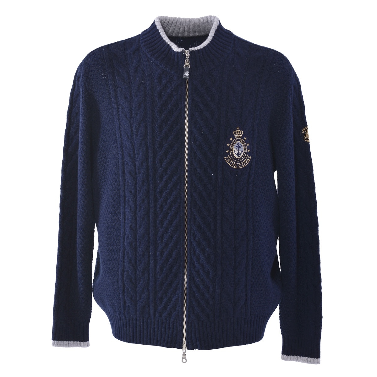 [SINA COVA(シナコバ)]カシミヤ100％ ZIPUPニットジャケット 25243020 ネイビー Lサイズ