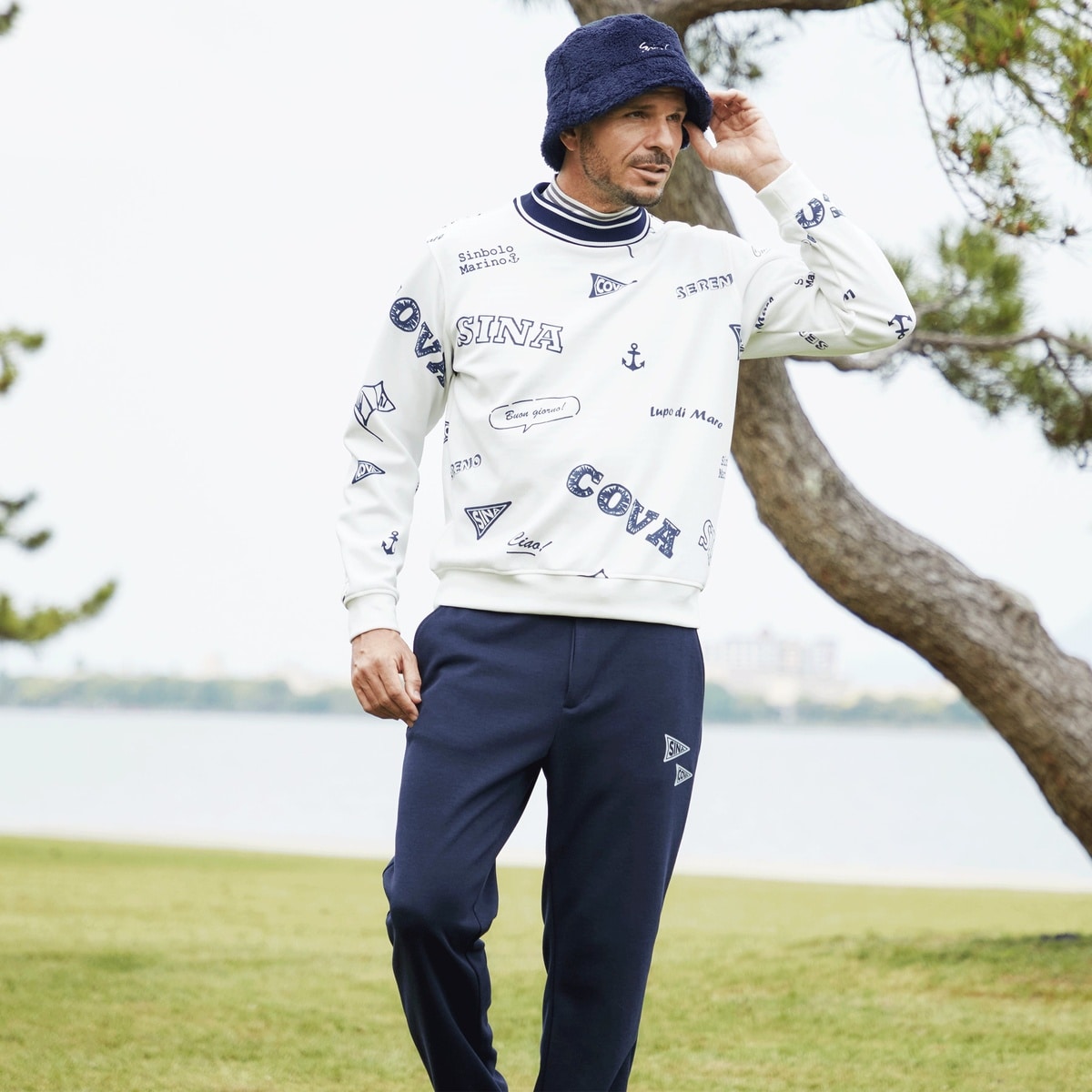 [SINA COVA(シナコバ)]ノータックパンツ 25255310 ネイビー Lサイズ