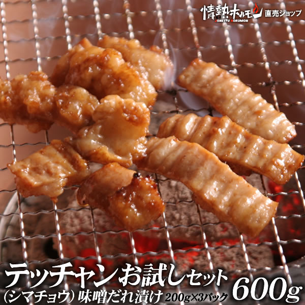 テッチャン シマチョウ 味噌だれ漬け お試し セット 600g 焼肉 焼肉セット バーベキューセット BBQセット 肉 にく 北海道沖縄配送は別途送料追加