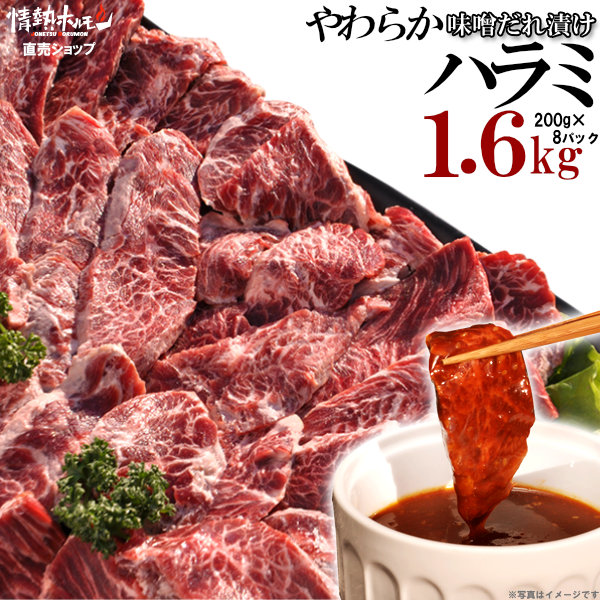 やわらか ハラミ 味噌だれ漬け 1.6kg 超メガ盛セット 焼肉セット 肉 バーベキュー 肉 バーベキューセット BBQ にく 北海道沖縄配送は別途送料追加