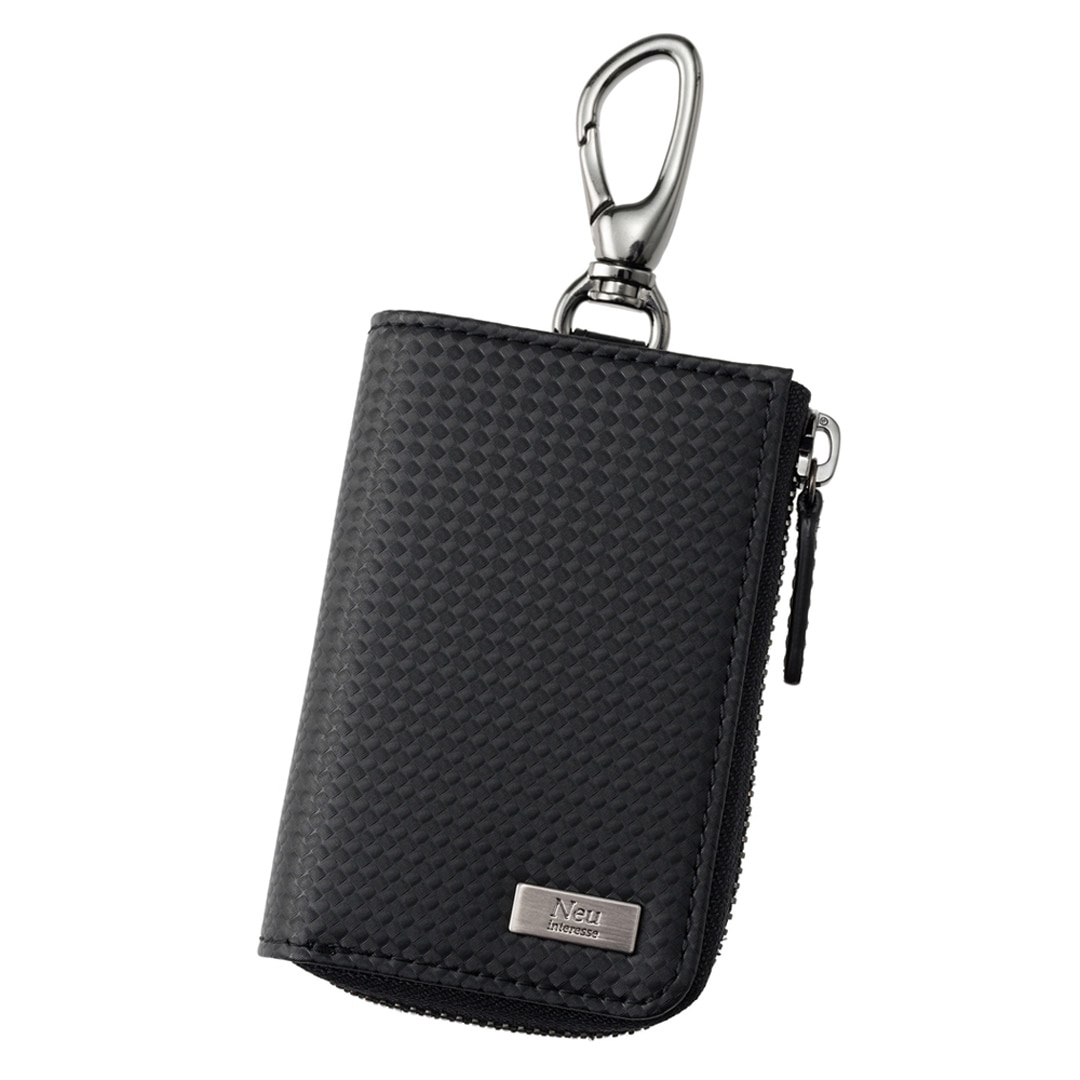 キーケース メンズ カーボンレザー 革 ノイインテレッセ Neu interesse カーボン ファイバーキュア L字ファスナー 3113 ブラック×ブラック