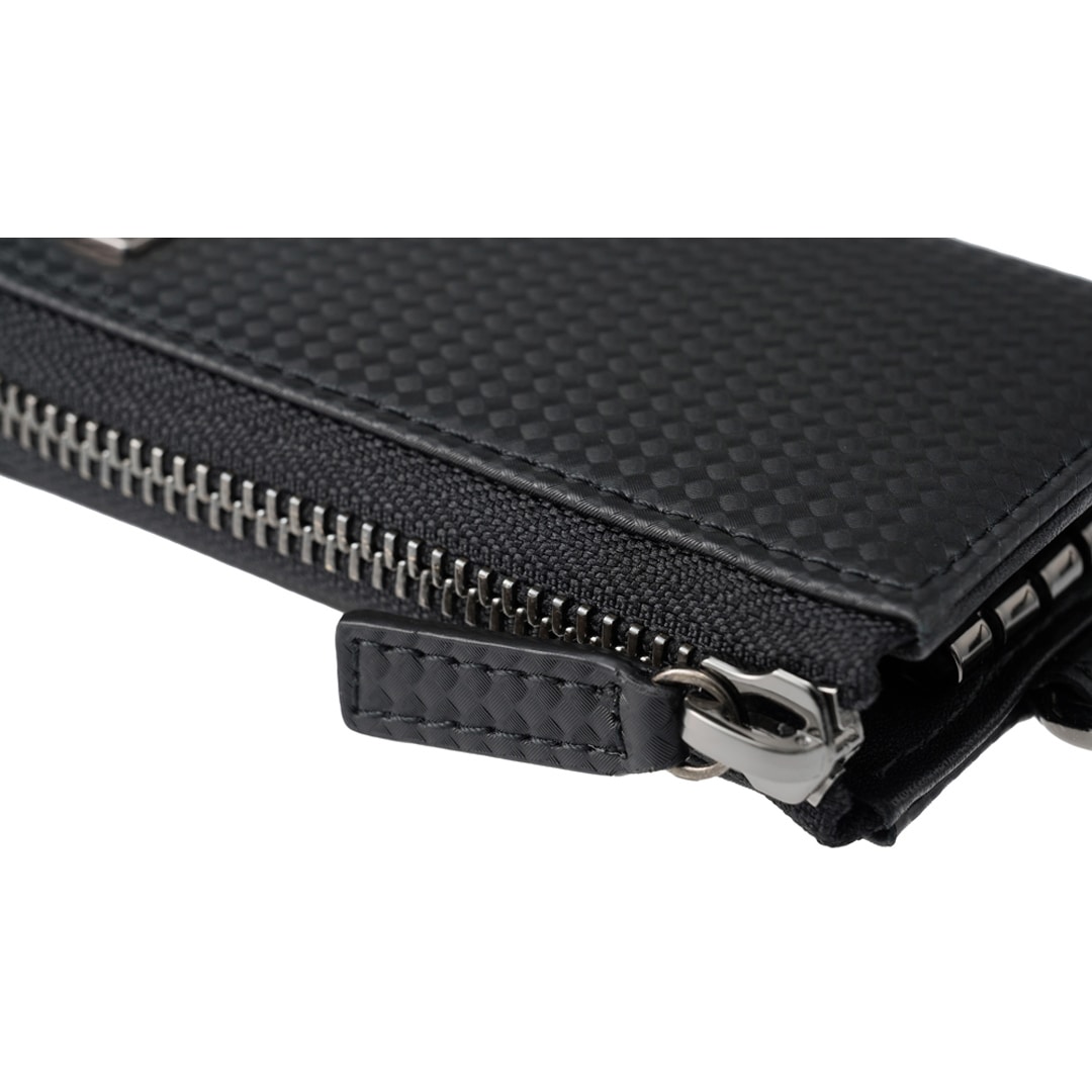 キーケース メンズ カーボンレザー 革 ノイインテレッセ Neu interesse カーボン ファイバーキュア L字ファスナー 3113 ブラック×ブラック