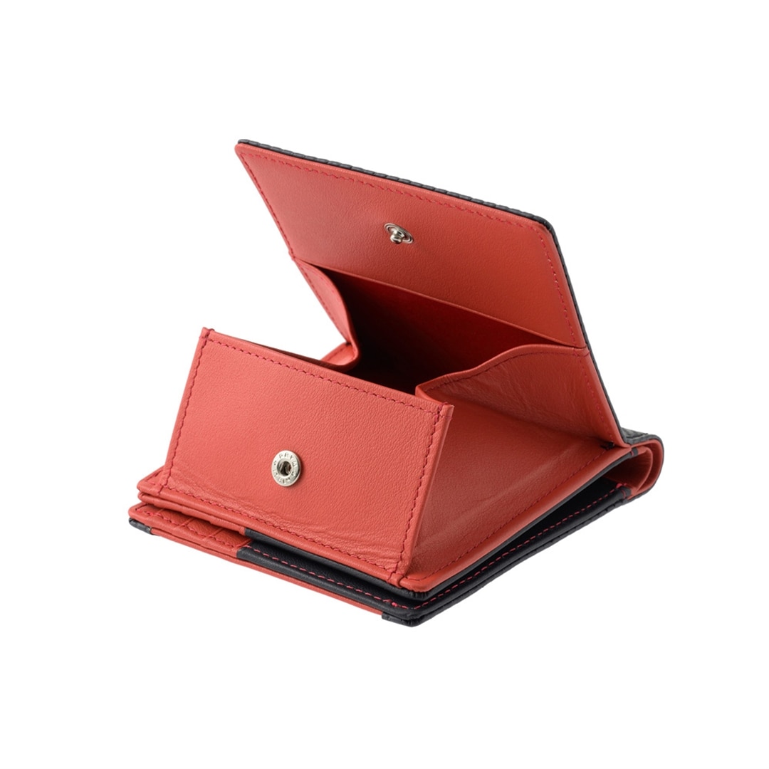 財布 メンズ 二つ折り ノイインテレッセ × HRC 二つ折り財布 ホンダレーシング 外BOX型小銭入れ BR -Black & Red- 革財布 Neu interesse Honda 本田技研工業株式会社 Honda Racing Corporation 3191 ブラック×レッド
