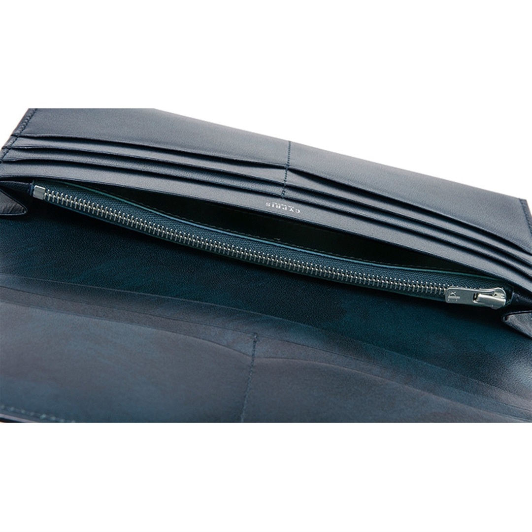 希少革 日本製 コードバン 長財布 小銭入れあり かぶせ蓋 メンズ CYPRIS キプリス 本革 レーデルオガワ オイルシェル コードバン & シラサギレザー 父の日 プレゼント 4127 ブラック×ネイビー