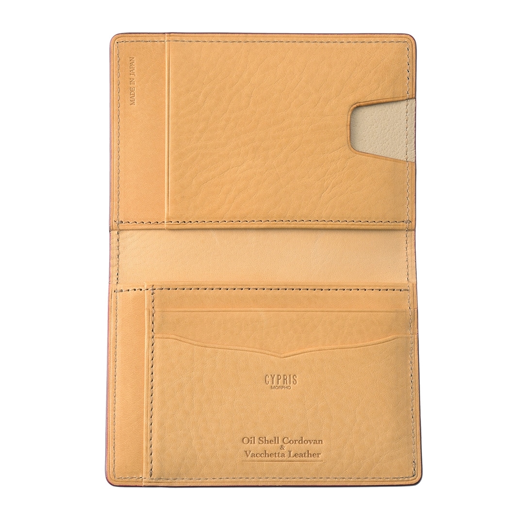 希少革 日本製 パスケース 二つ折り メンズ コードバン パス入れ 2面 定期入れ 本革 CYPRIS キプリス レーデルオガワ オイルシェルコードバン & ヴァケッタレザー 父の日 ギフト 誕生日 プレゼント 5472 チョコ