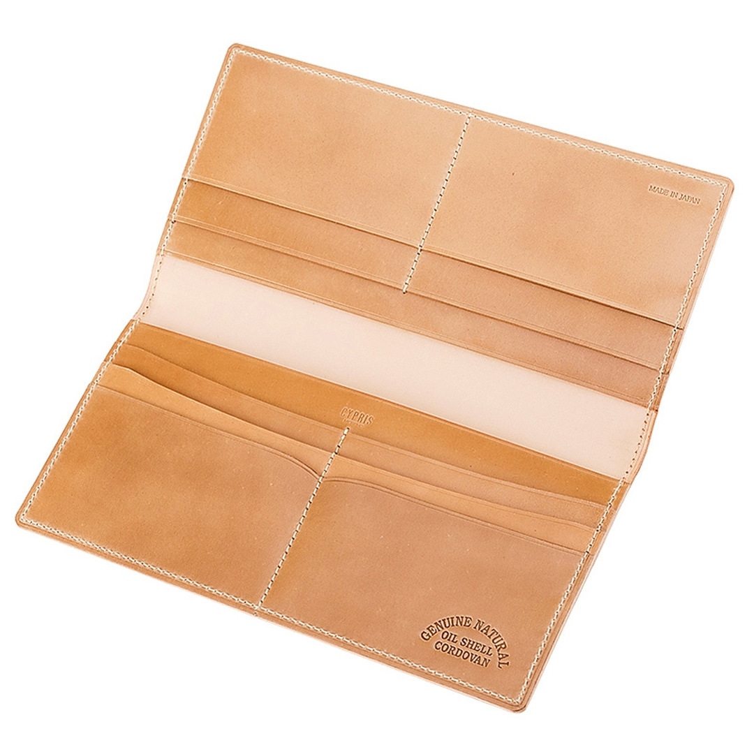 長財布 メンズ 日本製 希少革 ナチュラル コードバン 小銭入れなし CYPRIS キプリス 本革 レーデルオガワ オイルシェル コードバン マチなし 薄い かぶせ 父の日 ギフト 誕生日 プレゼント 5913 ナチュラル